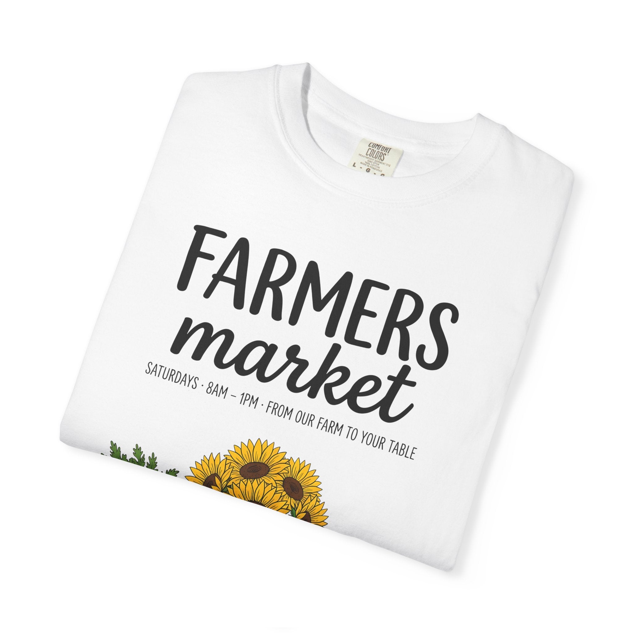 Farmers Market T-Shirt — Sunflower & Fresh Produce Graphic Tee