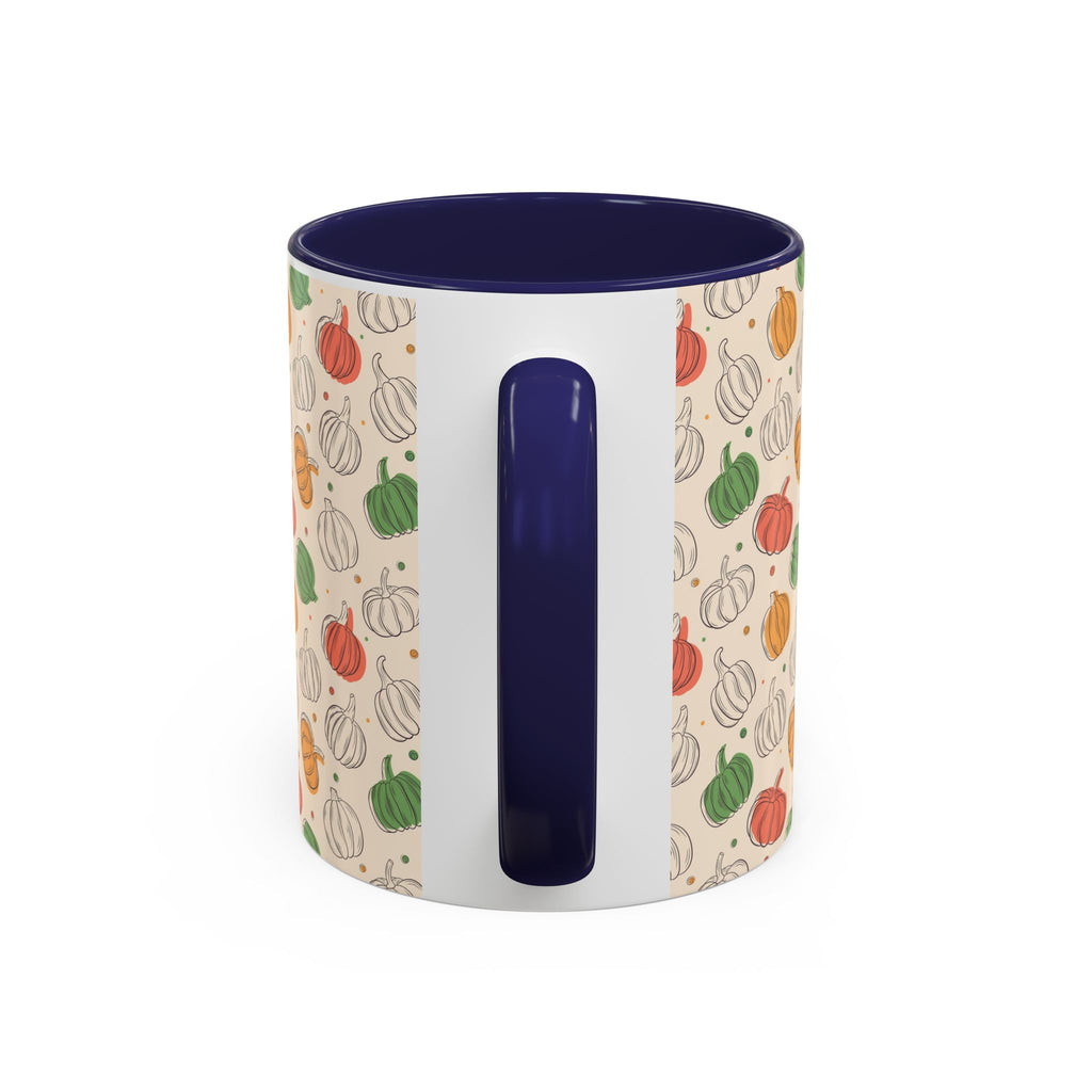 Autumn Pumpkin Pattern Accent Coffee Mug — Fall Harvest 11/15oz