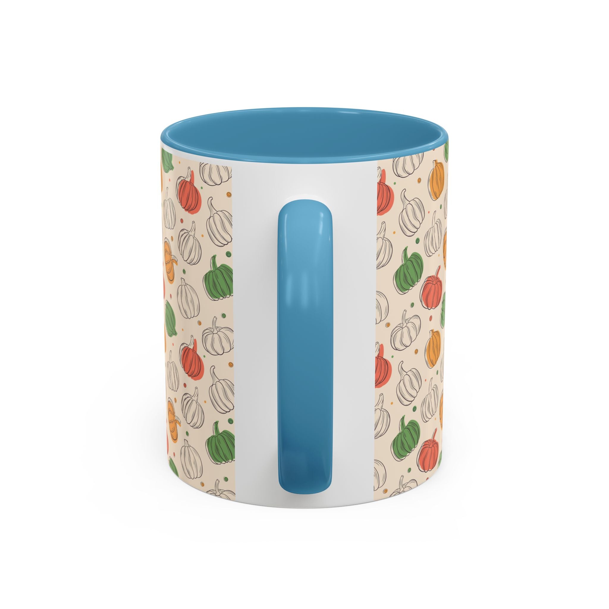 Autumn Pumpkin Pattern Accent Coffee Mug — Fall Harvest 11/15oz