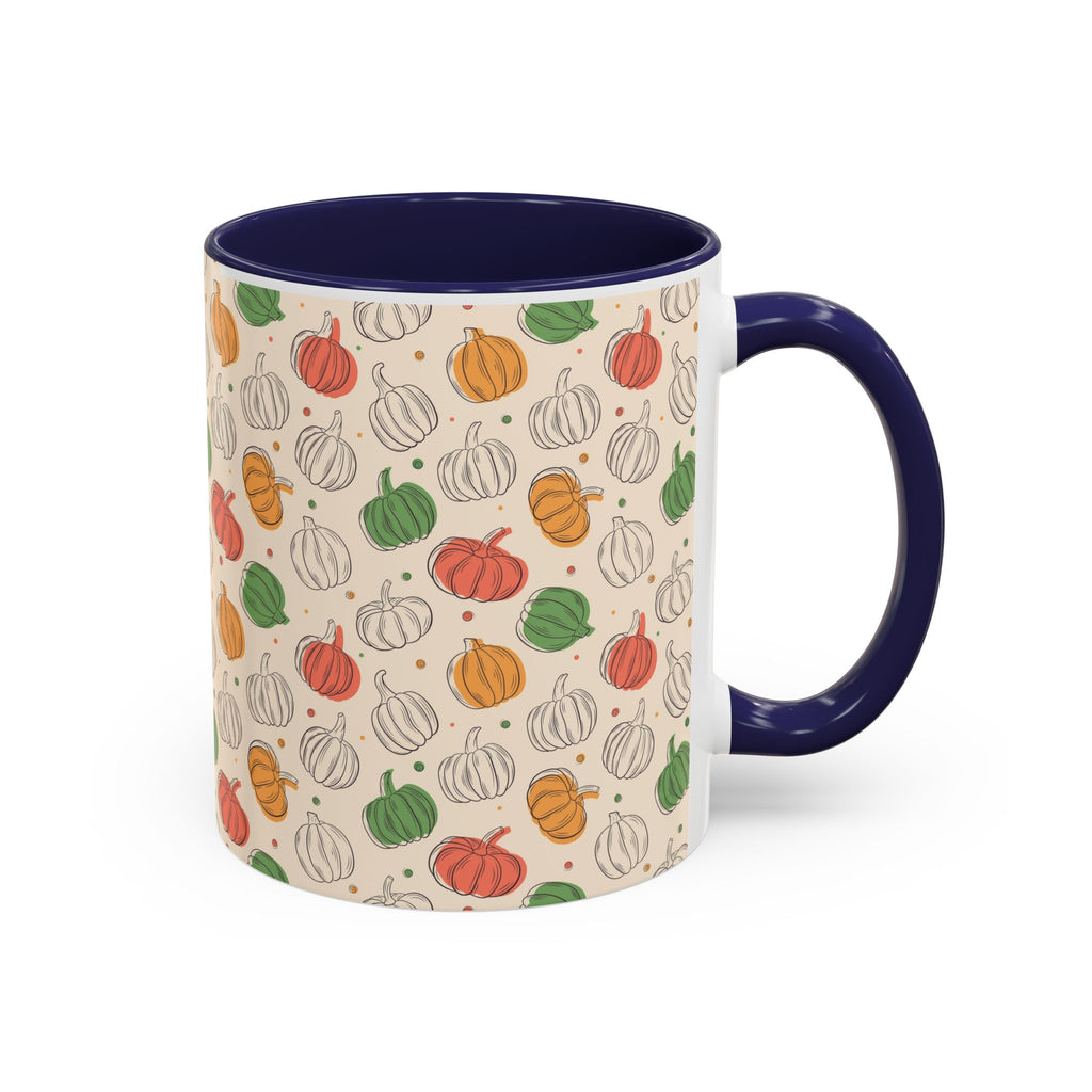 Autumn Pumpkin Pattern Accent Coffee Mug — Fall Harvest 11/15oz