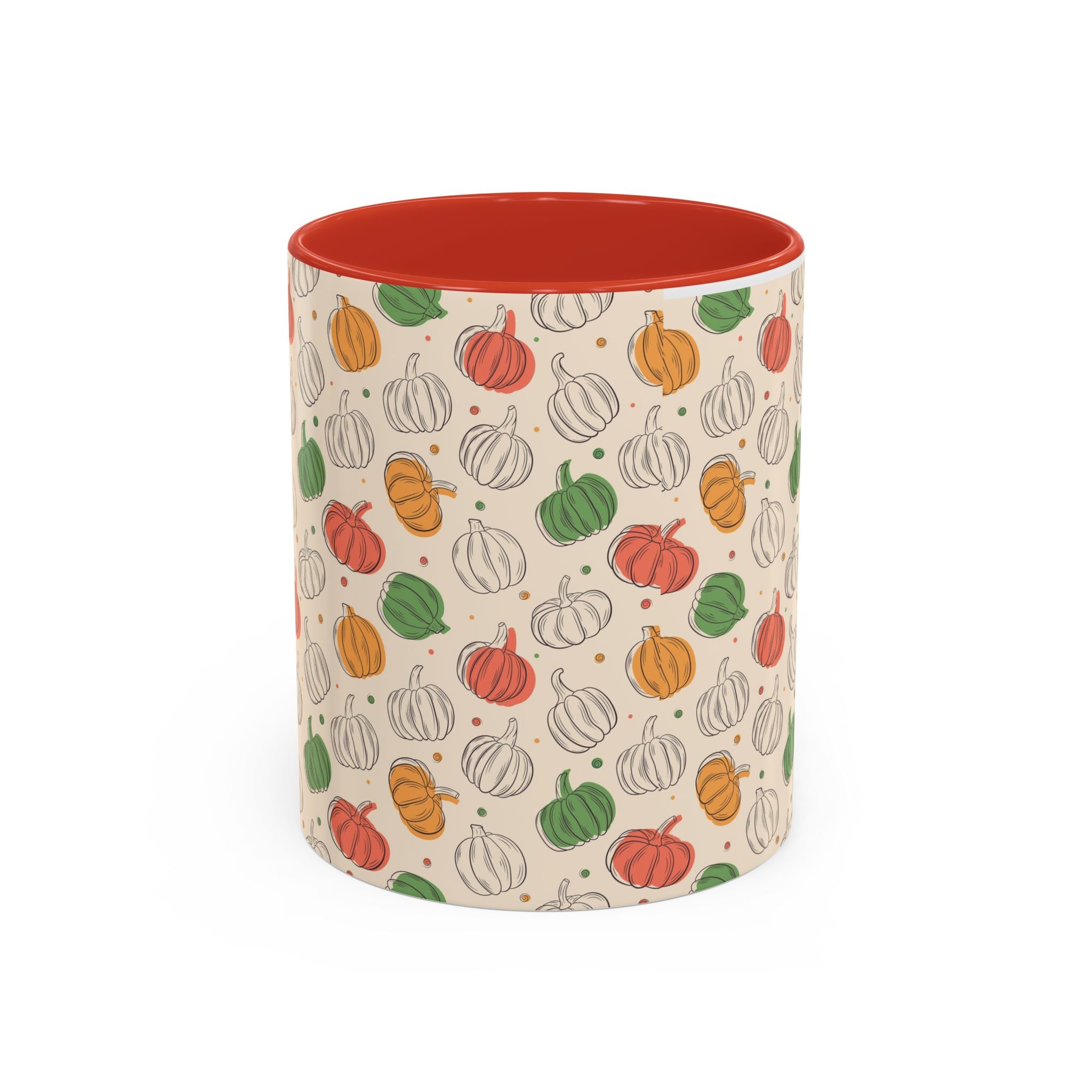 Autumn Pumpkin Pattern Accent Coffee Mug — Fall Harvest 11/15oz