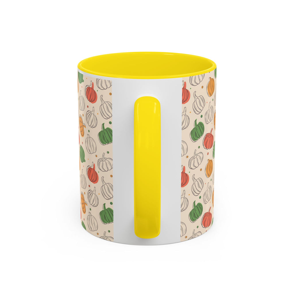 Autumn Pumpkin Pattern Accent Coffee Mug — Fall Harvest 11/15oz