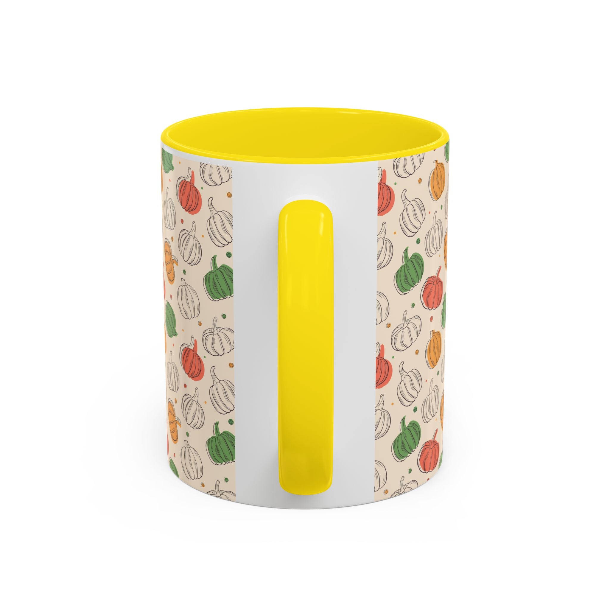 Autumn Pumpkin Pattern Accent Coffee Mug — Fall Harvest 11/15oz