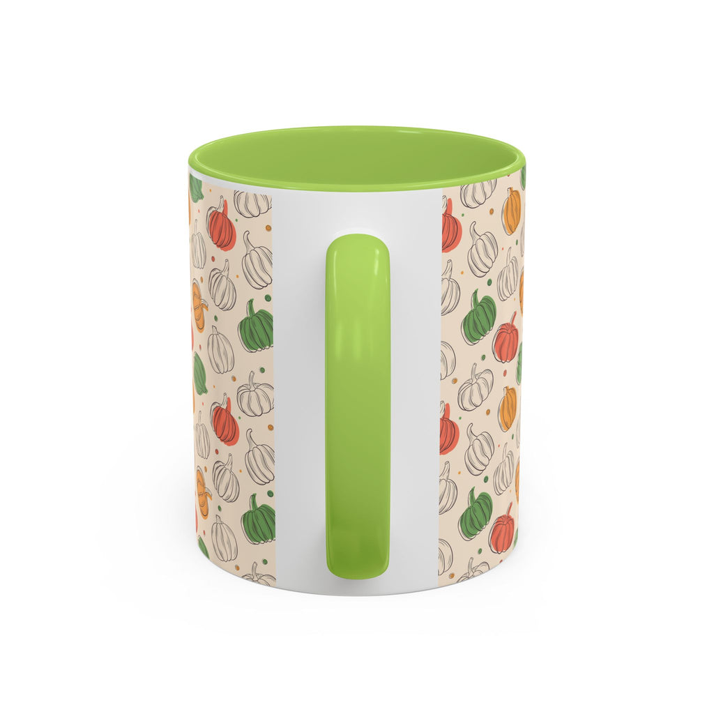 Autumn Pumpkin Pattern Accent Coffee Mug — Fall Harvest 11/15oz