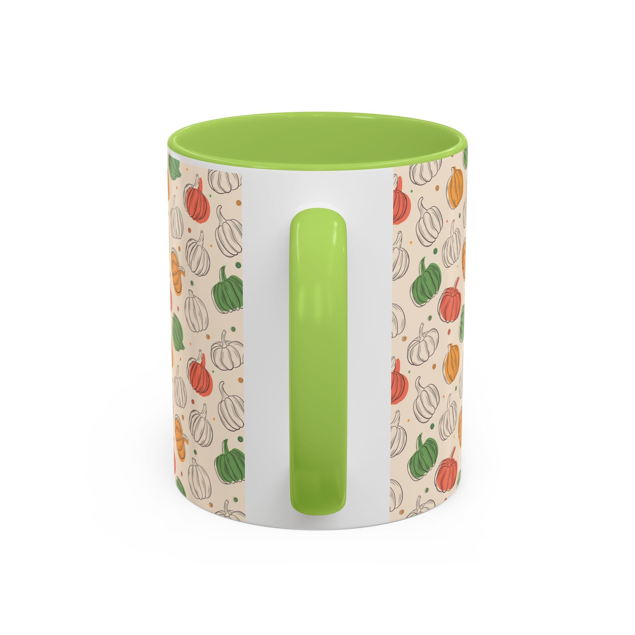 Autumn Pumpkin Pattern Accent Coffee Mug — Fall Harvest 11/15oz