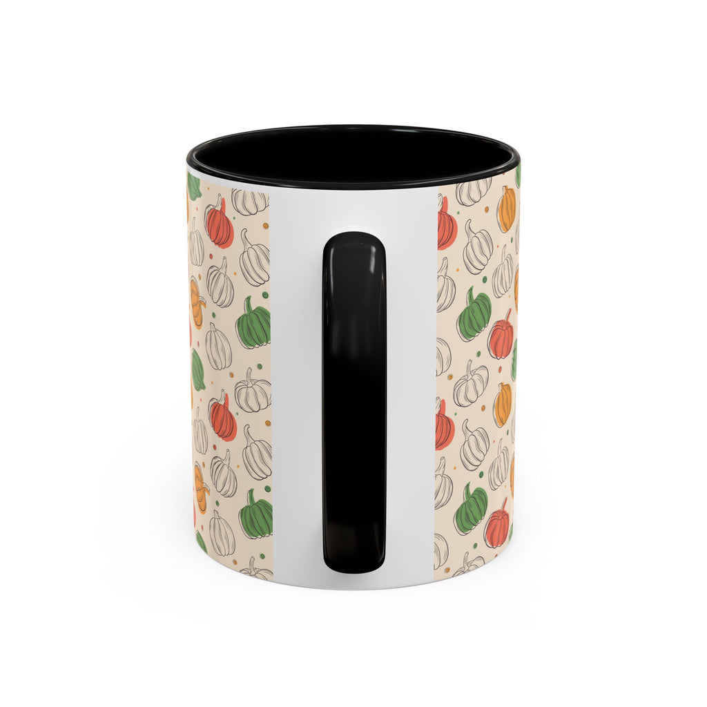 Autumn Pumpkin Pattern Accent Coffee Mug — Fall Harvest 11/15oz
