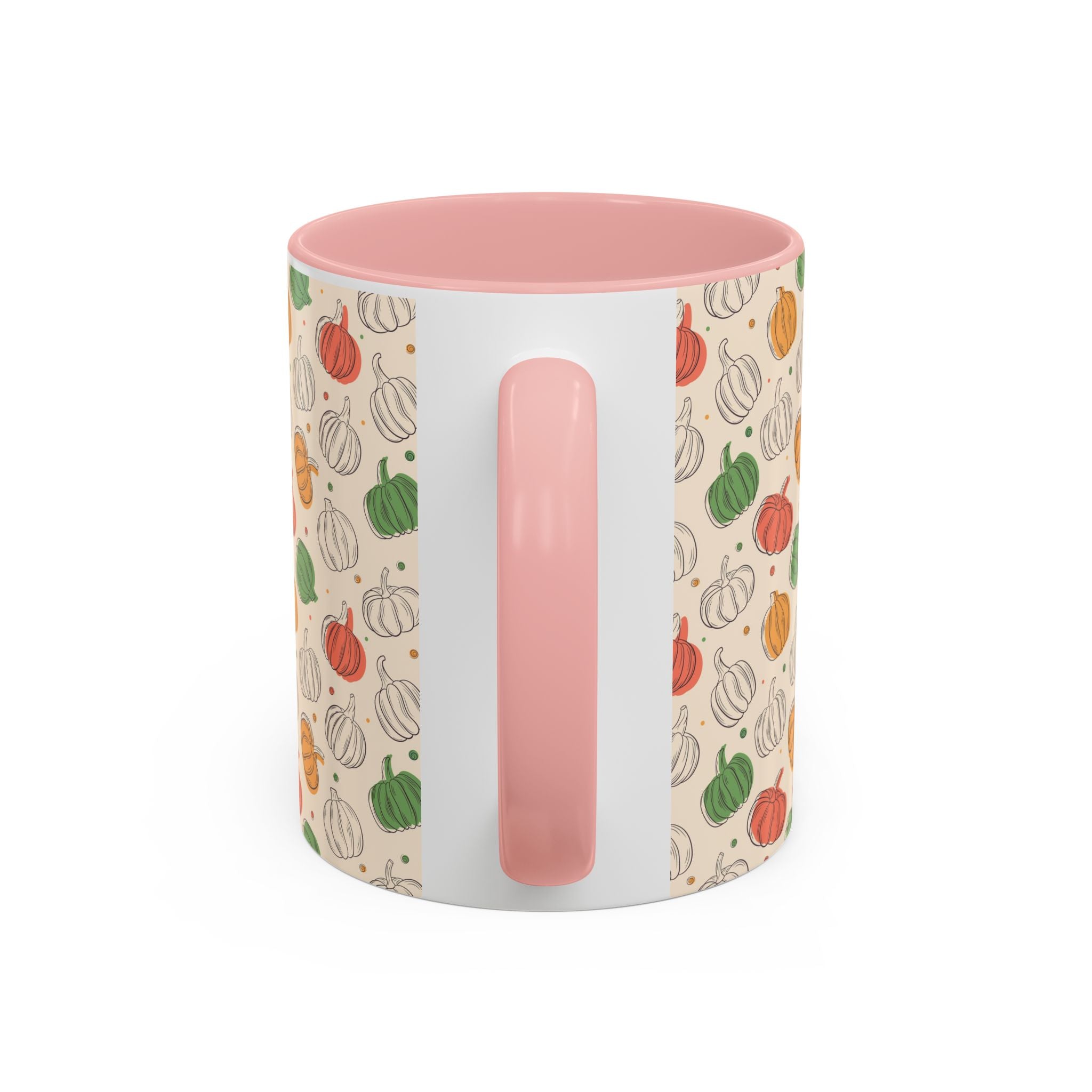 Autumn Pumpkin Pattern Accent Coffee Mug — Fall Harvest 11/15oz